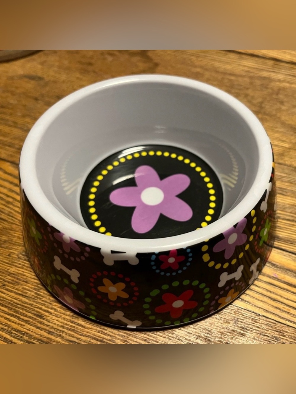 PLASTIC FLORAL DOG/ CAT BOWL